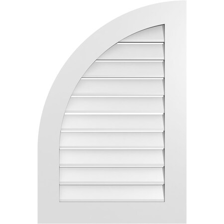 Ekena Millwork Quarter Round Top Left Surface Mount PVC Gable Vent w/ 3-1/2"W x 1"P Standard Frame, 24"W x 36"H GVPQL24X3601SF